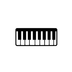 Poster - Black icon of a keyboard with keys representing musical instruments and sound creation, perfect for digital or graphic design projects