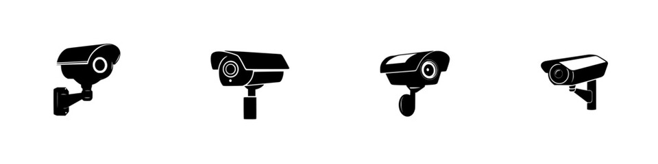 Poster - set of black security camera icons suitable for various digital designs and applications