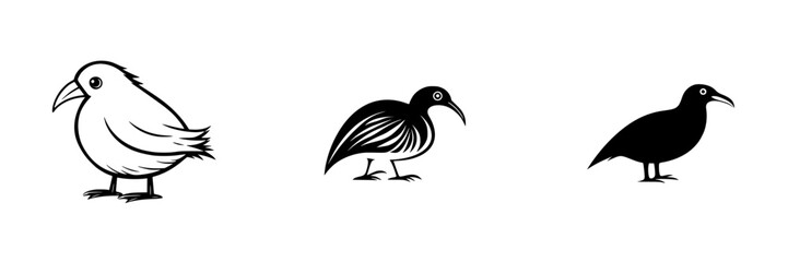 Poster - Unique black icon illustrations of three distinct bird designs showcasing creativity and style
