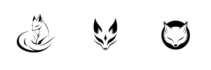 Poster - Set of three black fox icons designed for digital use, featuring minimalist shapes and stylized forms showcasing versatility and creativity