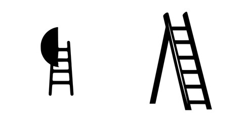 Poster - Set of black icons featuring a ladder and a half-circle design in a minimalist style suitable for modern applications and interfaces