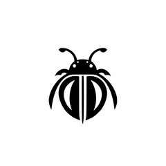 Poster - black insect icon representing a bee with unique features for digital design purposes