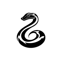 Poster - black icon depicting a stylized snake with smooth curves and unique design elements, suitable for va