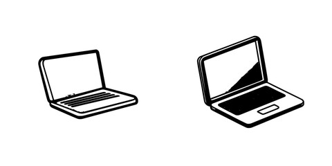 Poster - Black icons representing laptops in a minimalistic design with an emphasis on simplicity and functionality in digital graphics