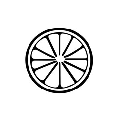 Poster - black icon of a lemon slice, showcasing its circular shape with detailed segments and seeds, suitabl