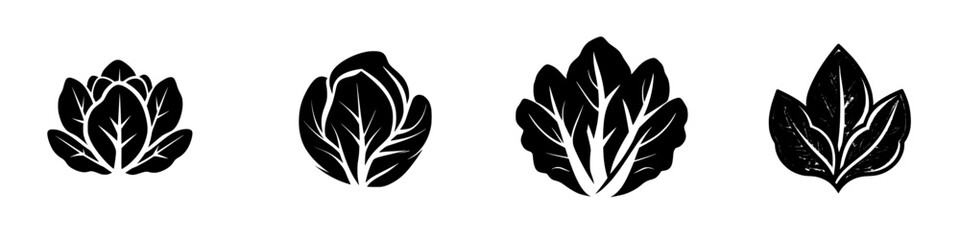 Poster - Set of black icons depicting various leaf designs, suitable for nature-themed projects and graphic design purposes