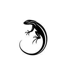 Poster - black lizard icon design capturing the essence of an agile reptile in a minimalist style