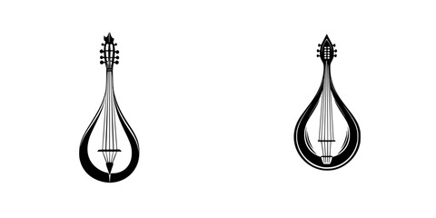 Poster - Black icon of string instruments on a white background showcasing artistic design and detail in their shapes and forms