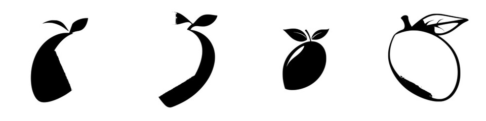 Poster - Set of black fruit icons featuring various shapes and designs for graphic use in digital or print media projects