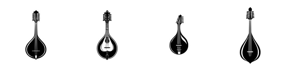Poster - Black mandolin icons arranged in a clean layout showcasing different designs