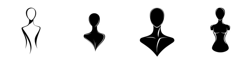 Poster - Set of four black icons depicting minimalist human figures in various poses for design and artistic use