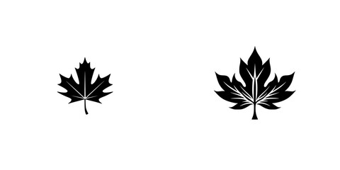 Poster - Set of black icons depicting various leaf shapes suitable for design and illustration purposes