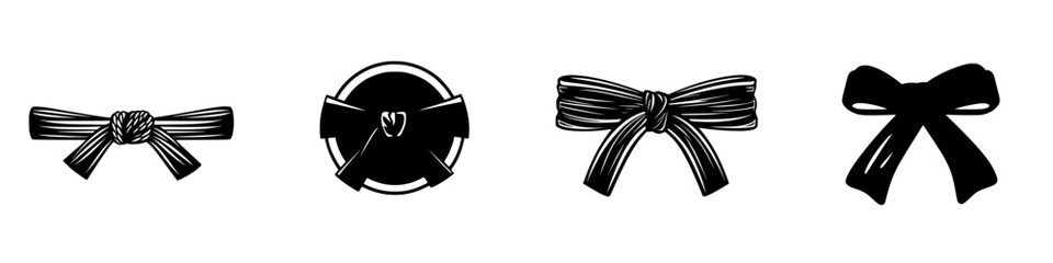 Poster - black icon set featuring various styles and designs of bows for digital use