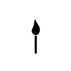 Poster - Black icon of a matchstick with a flame depicted in a minimalist design on a white background emphasizing simplicity