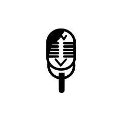 Poster - conceptual black microphone icon representing music, performance, and entertainment in modern design