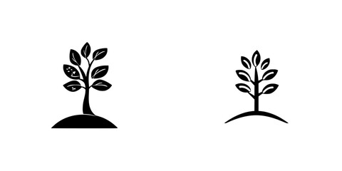 Poster - Black tree icon set featuring two distinct designs for graphic use and digital projects