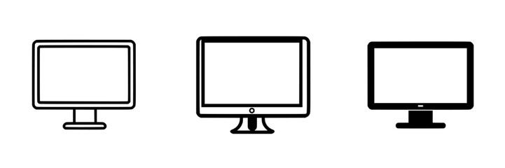 Poster - Set of black icons representing computer monitors and screens in a minimalist design