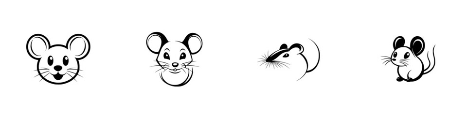 Poster - Variety of black icons representing different mouse designs featuring cartoonish elements suitable for various graphic uses