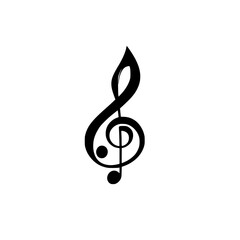 Poster - Black musical icon of a treble clef symbolizing creativity and harmony in a minimalistic design