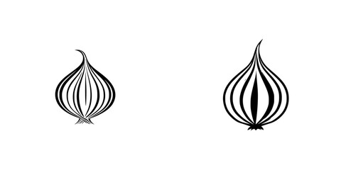 Poster - set of black onion icons featuring elegant spiral designs, perfect for culinary themes and creative 