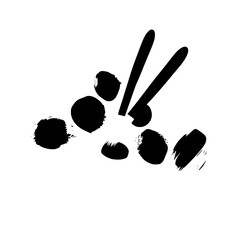 Poster - Abstract black icon representing artistic brush strokes and paint splatters on a simple white background