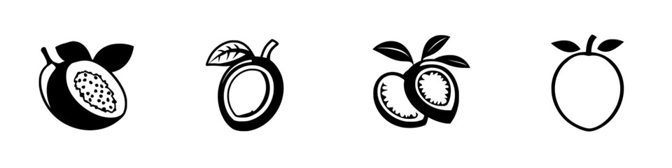 Poster - black icons representing various fruits ideal for modern design and digital applications in a minima