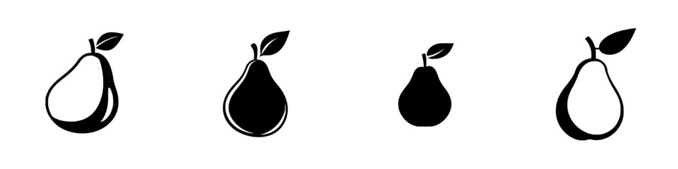 Poster - Set of four distinct black icons depicting pears in various styles and orientations