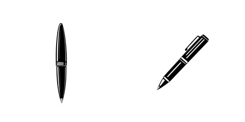 Poster - Stylish black icons of pens representing writing tools and creativity for design and digital applications