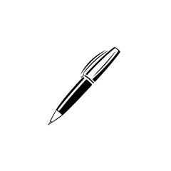 Poster - Black icon of a ballpoint pen on a plain background suitable for design purposes and digital presentations