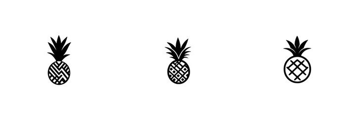 Poster - Black icon set featuring various stylized pineapple designs for creative use in projects