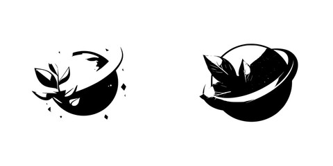 Poster - set of black icons featuring unique plant and planet designs for digital use