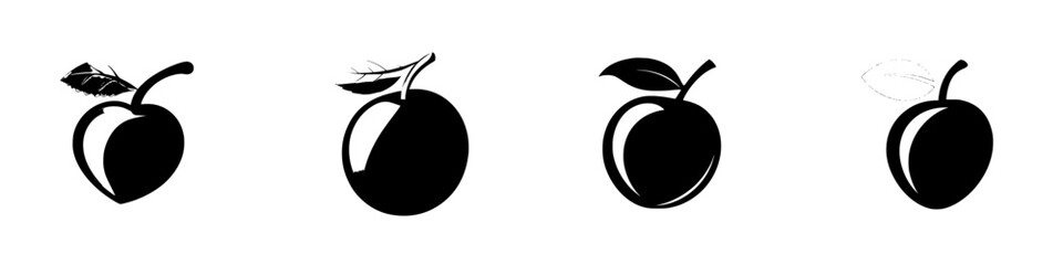 Poster - Set of black fruit icons displaying different styles and designs with attention to detail in form and shape