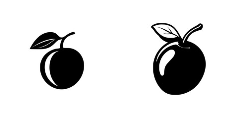 Poster - Black icon illustrations of two distinct fruits showcasing different silhouettes and details in a minimalist style