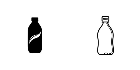 Poster - Black icon of a beverage bottle and a clear outline representing a beverage container for design purposes