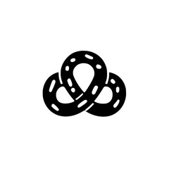 Poster - black icon design featuring intertwined loop shapes resembling a pretzel created in a modern style