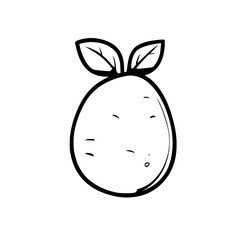 Poster - Cute black icon of a fruit with leaves, perfect for various digital applications and designs