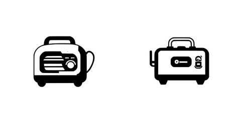 Poster - Black icon set featuring two different styles of generators for various applications and uses