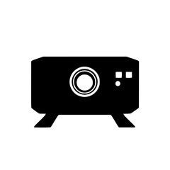 Poster - Black projector icon displayed on a minimalist background showcasing technology and innovation in modern design