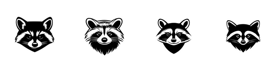 Poster - Unique collection of black raccoon icons suitable for diverse design projects and creative applications