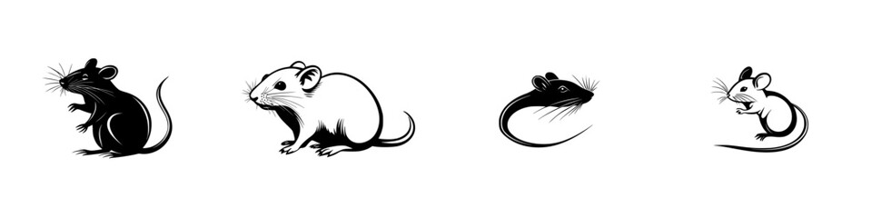 Poster - Black and white illustrations of mice in various poses showcasing their playful characteristics and distinctive features