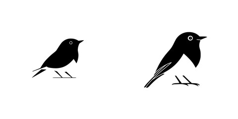 Poster - black bird icons representing two styles of avian design suitable for digital or print applications