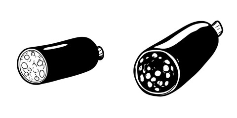Poster - black icon of a cylindrical object showing cross-section revealing circular patterns inside