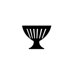 Poster - black icon of a bowl with vertical stripes, representing simplicity and minimalism in design