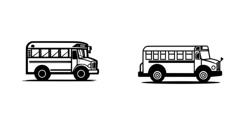Poster - Different styles of black bus icons showcasing unique designs in transportation art