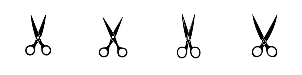 Poster - Set of black scissors icons displayed in a clean layout for design use or graphic projects