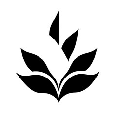 Poster - Stylized black icon representing organic growth with leaves and curves, suitable for branding or design purposes
