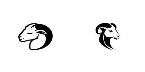 Poster - Set of black icons featuring stylized goat heads for design and branding inspiration
