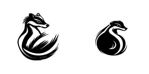 Poster - Stylized black icons of badgers with dynamic lines highlighting their form and movement