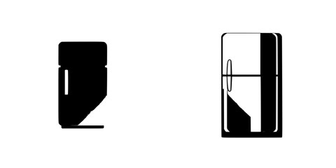 Poster - Black icon set featuring two refrigerator designs in minimalist style suitable for various applications
