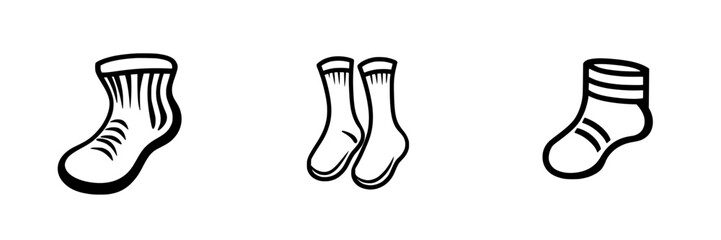 Poster - Set of black sock icons showcasing different styles for modern design and illustrative projects